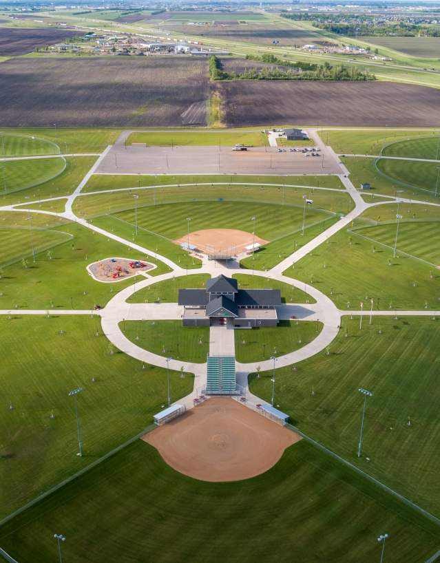 aerial photo of softball championship rings