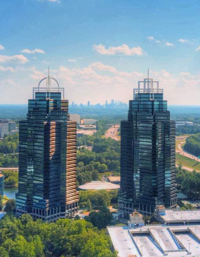 An skyline photo of the King and queen buildings