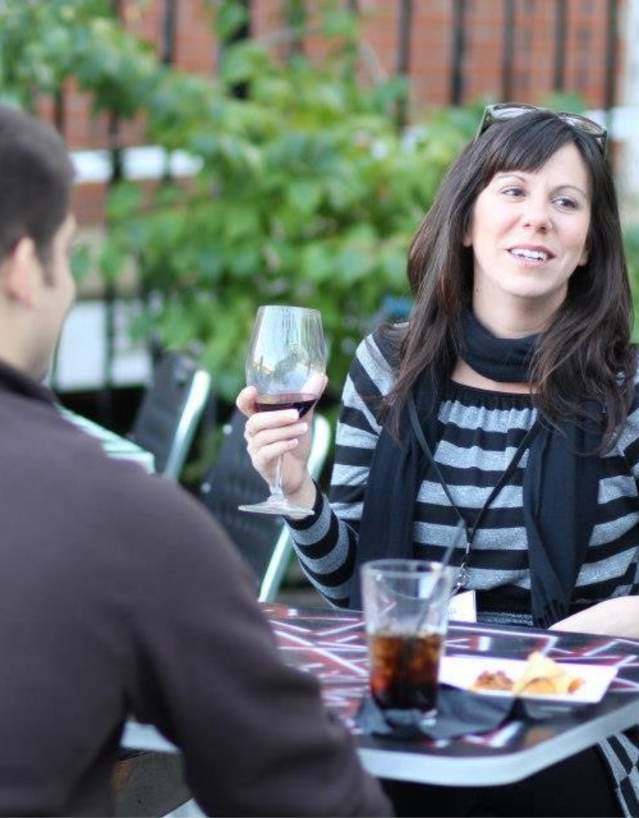 Dining on the patio at Father Fats Public House.