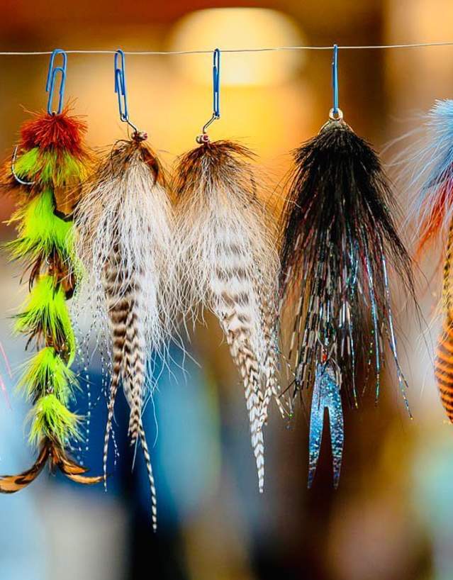 String of fishing flies from Fall Line Outdoors.