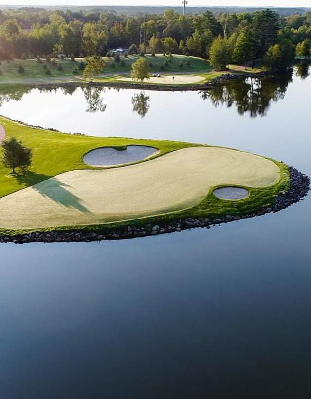 View from the sky of Sentryworld golf course
