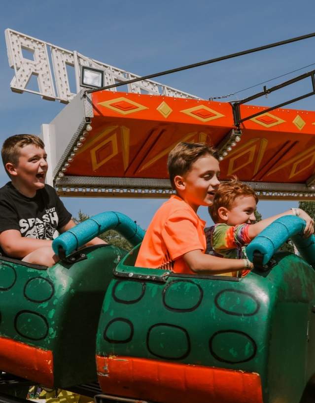 Portage County Fair Kids on a Dragon Roller Coaster