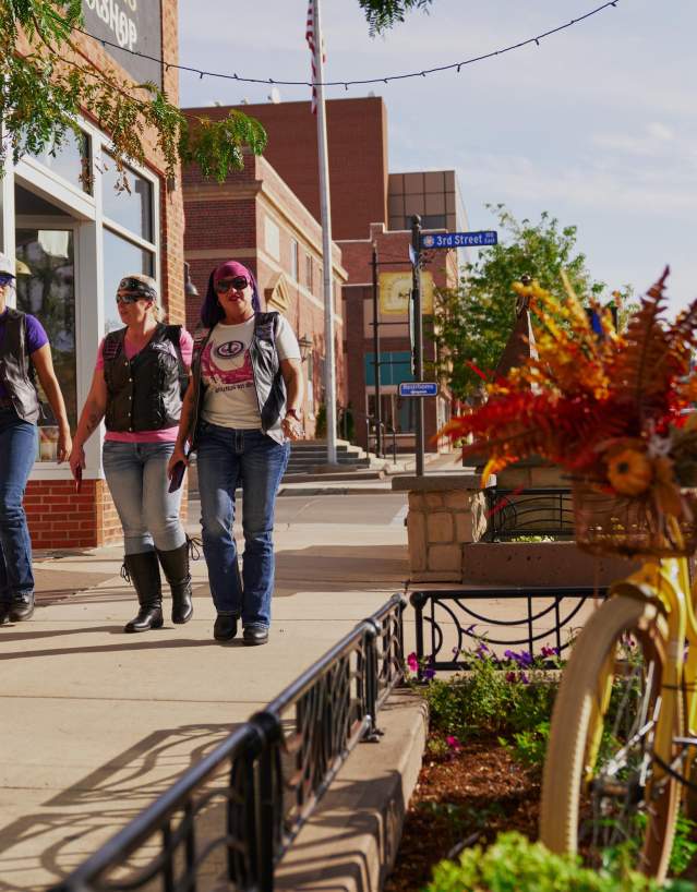 Ladies walking downtown.