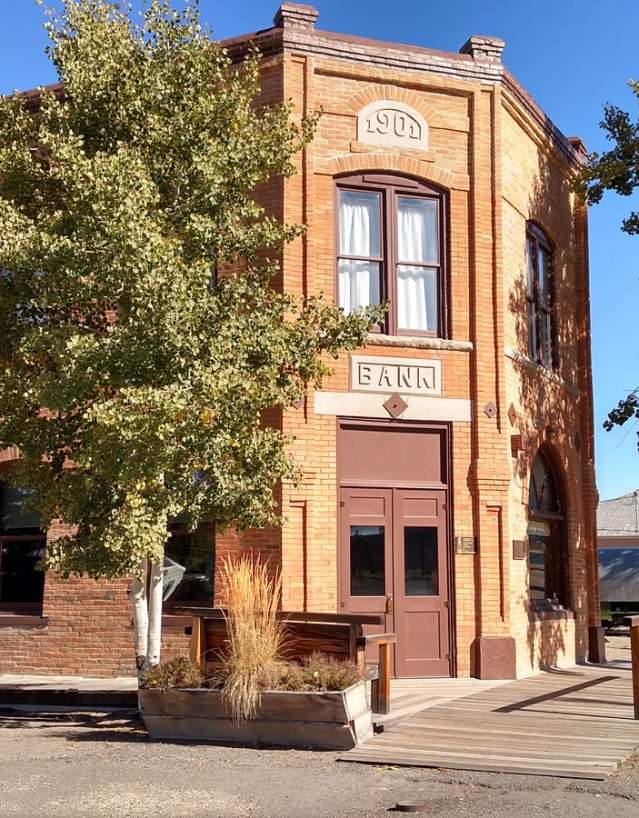 Historic Bank Museum in Meeteetse, Wyoming, featuring a classic brick facade in Park County.