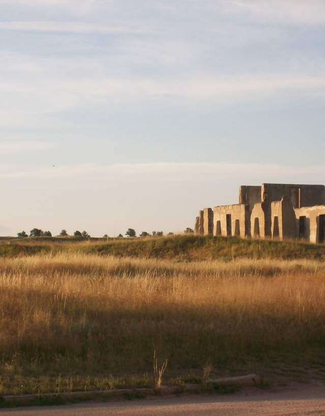 Historic buildings and open fields at Fort Laramie National Historic Site in Goshen County, Wyoming.