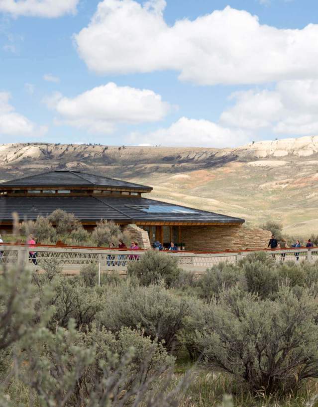 Rugged landscape of Fossil Butte National Monument with rocky formations in Lincoln County, Wyoming.