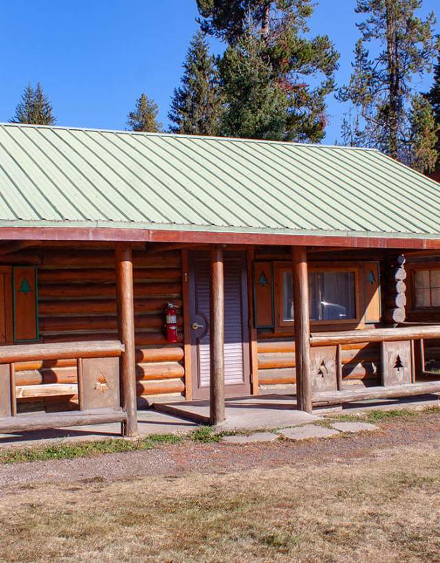 A cabin at the Pahaska Teepee Resort near Yellowstone National Park in Park County, Wyoming.
