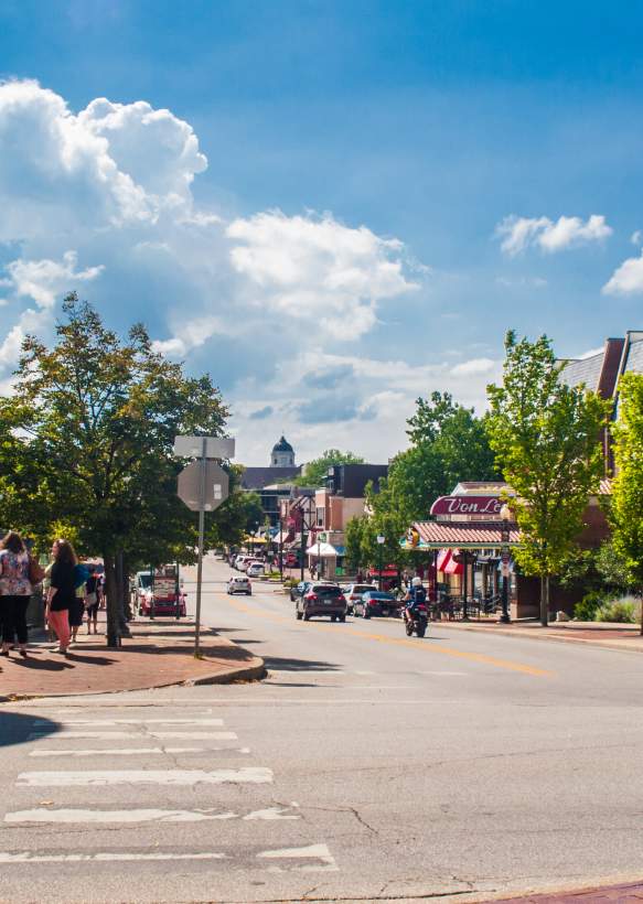 A lively Kirkwood Avenue on a sunny summer day