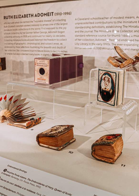 A display of Lilly Library's miniature book collection