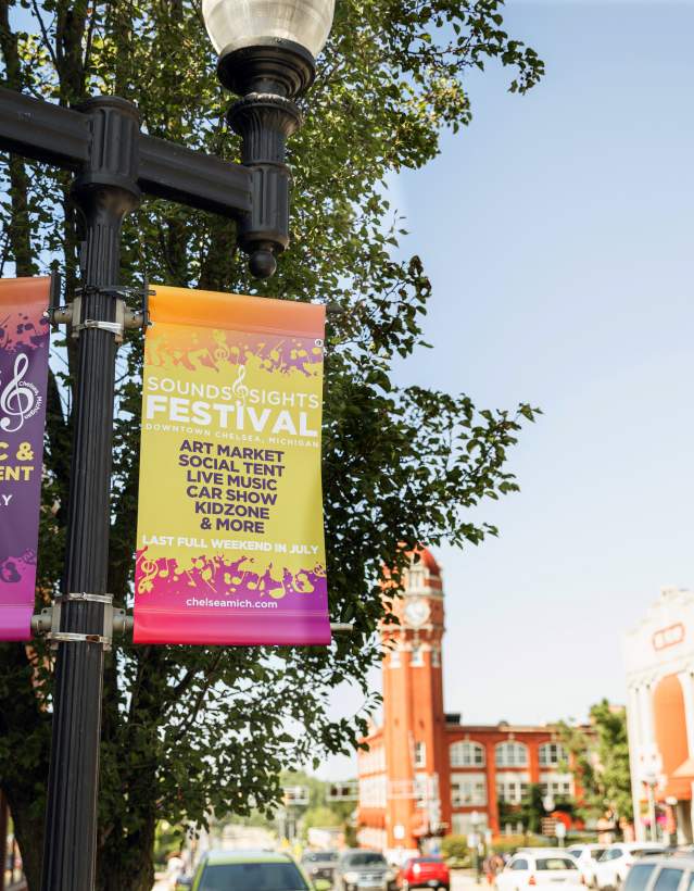 Sign post banners for Chelsea Sounds & Sights