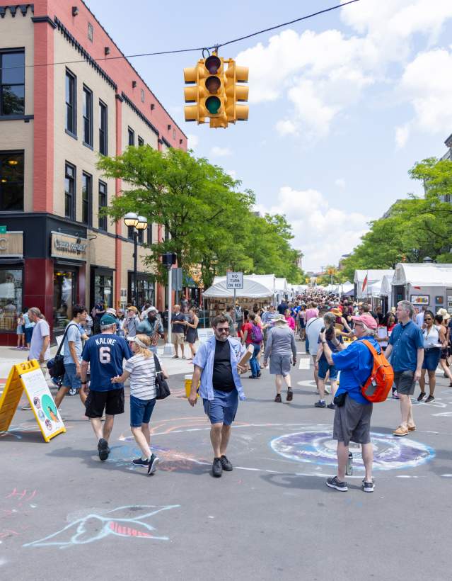 Crowds on Main Street during Ann Arbor Art Fair