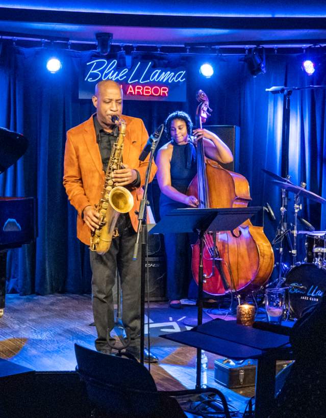 Saxaphone player at Blue Llama Jazz Club