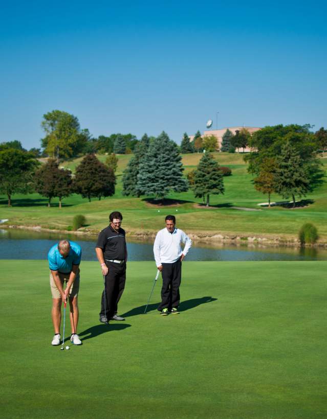 Group of four on green at Eagle Crest
