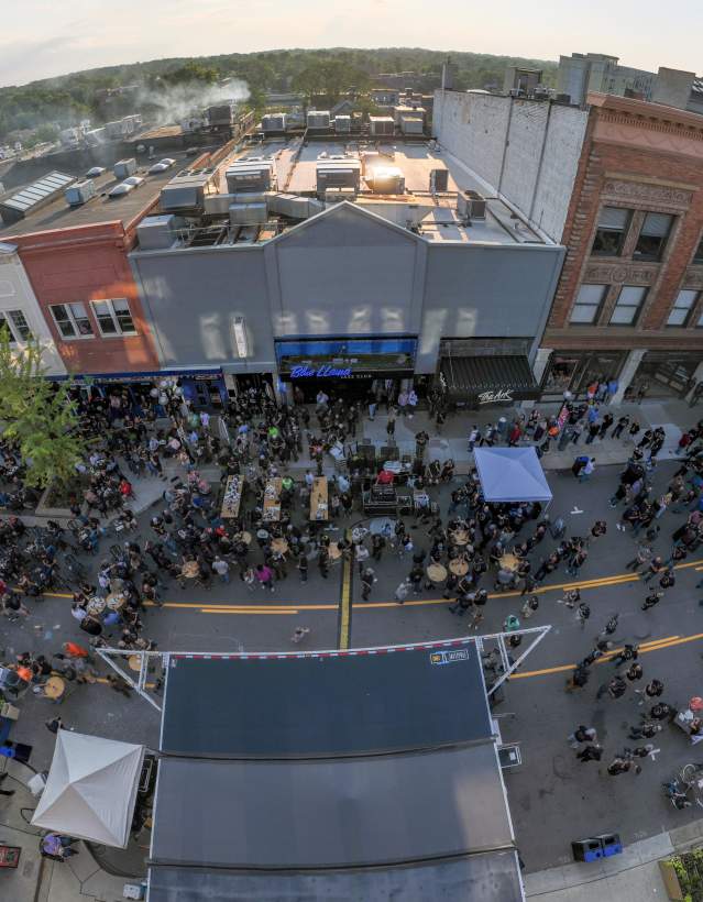 Drone view of the UA Block Party on Main Street