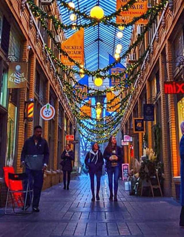 Nickels Arcade at the Holidays