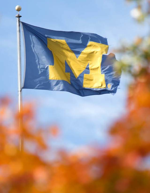 U-M Flag in fall