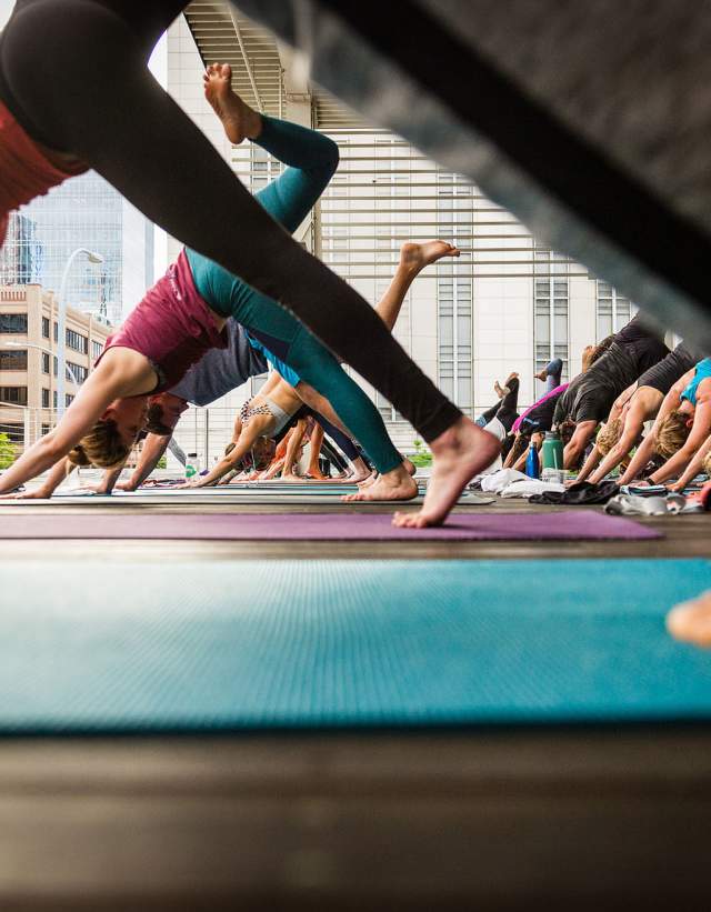 Yoga on the rooftop at Wanderlust Yoga in Austin Texas