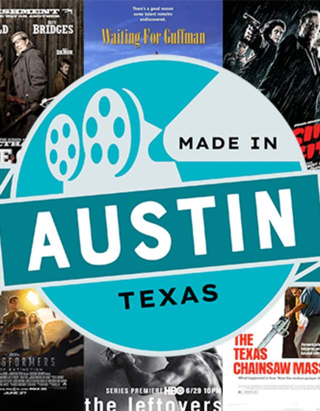 Made in Austin logo with film posters