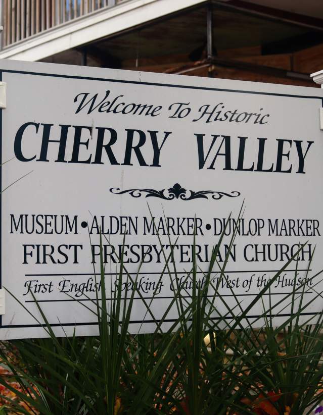 White Sign for the Village of Cherry Valley