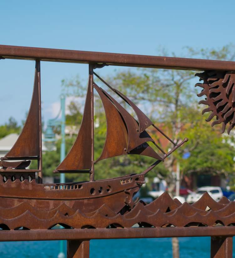 Metal Ship sculpture