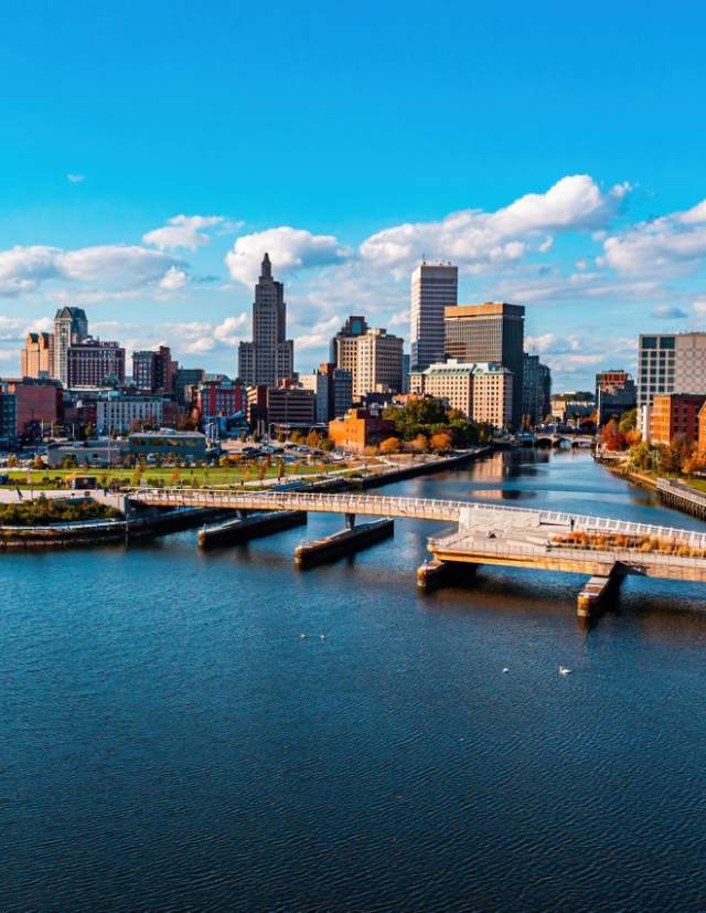 The Providence River Pedestrian Bridge Connects the City