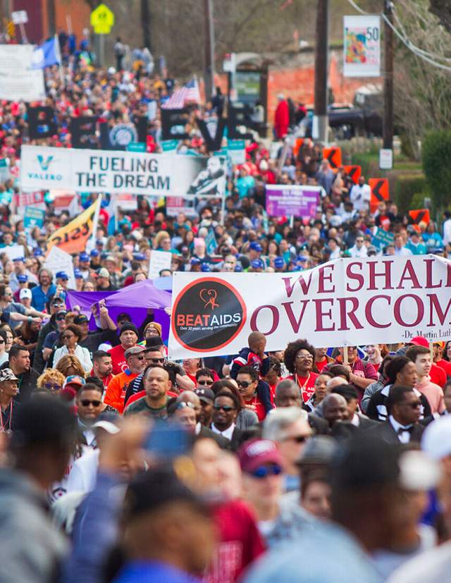San Antonio crowd marching during MLK March