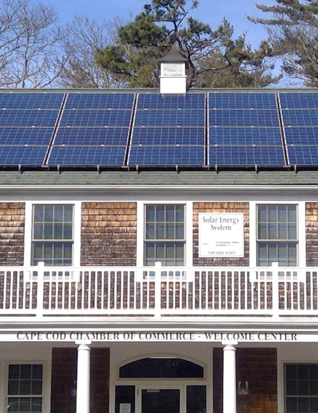 Building with solar panels