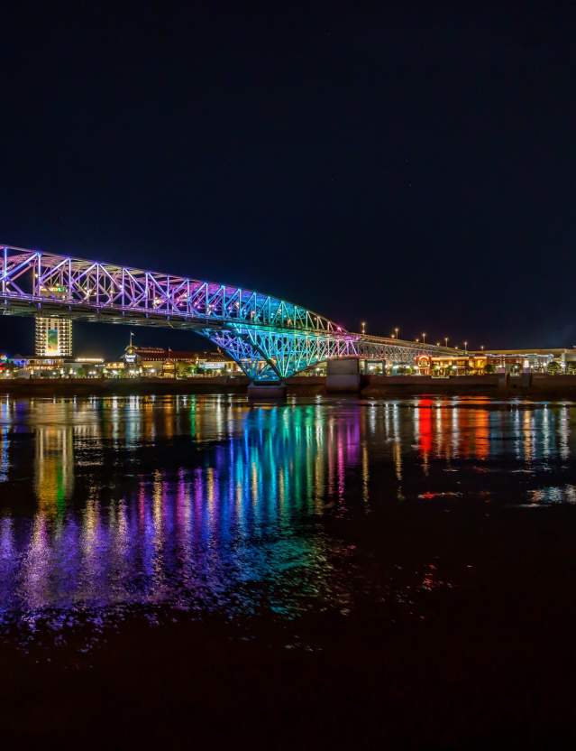 Bakowski Bridge of Lights on the Texas Street Bridge at Night