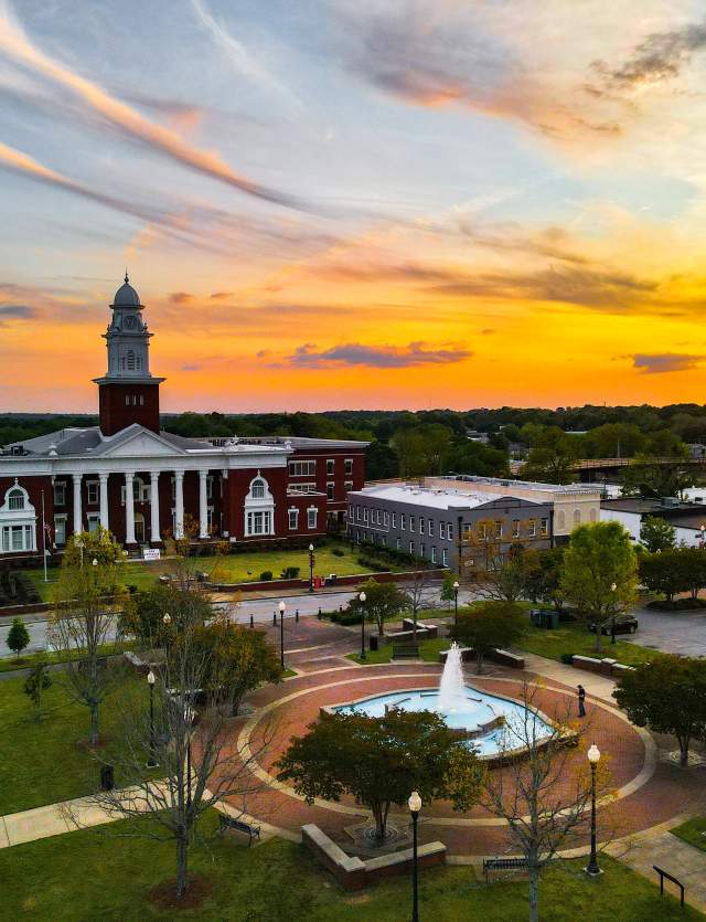 ariel shot of downtown Opelika