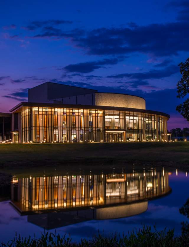 Gogue Performing Arts Center at Night