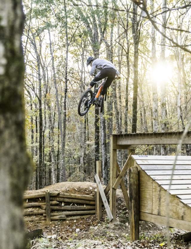 Mountain biker catching air