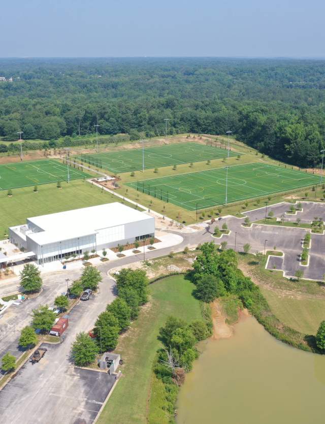 wire road soccer complex and gymnasium from the sky