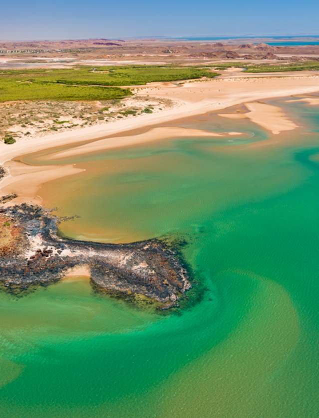 A view of Cossack's beaches from the air.