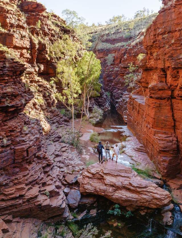 People standing in Joffre Gorge, Karijini National Park