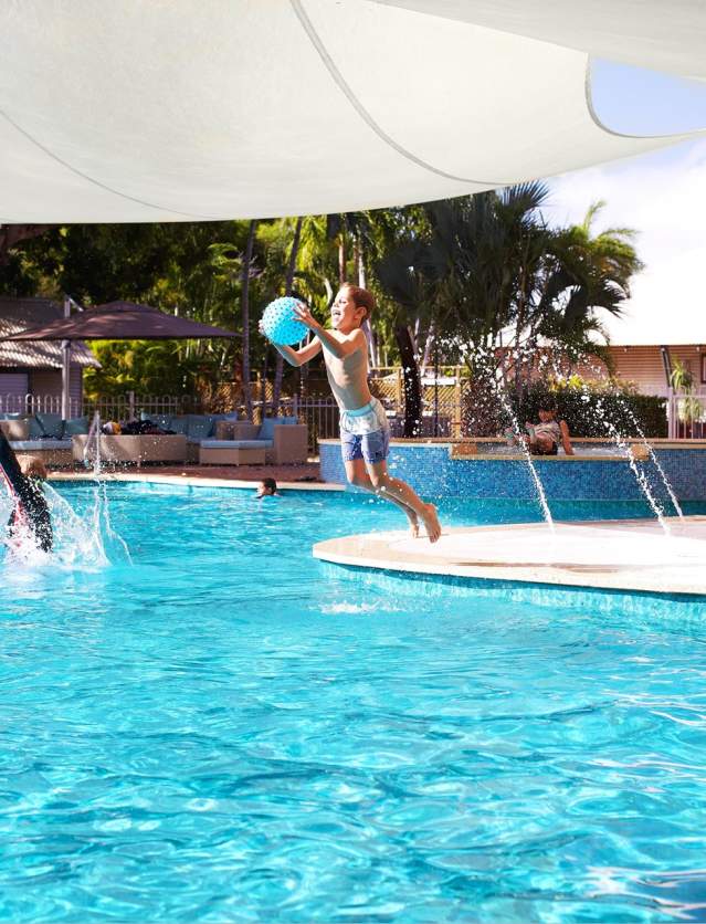 Children play in the pool at Seashells Broome