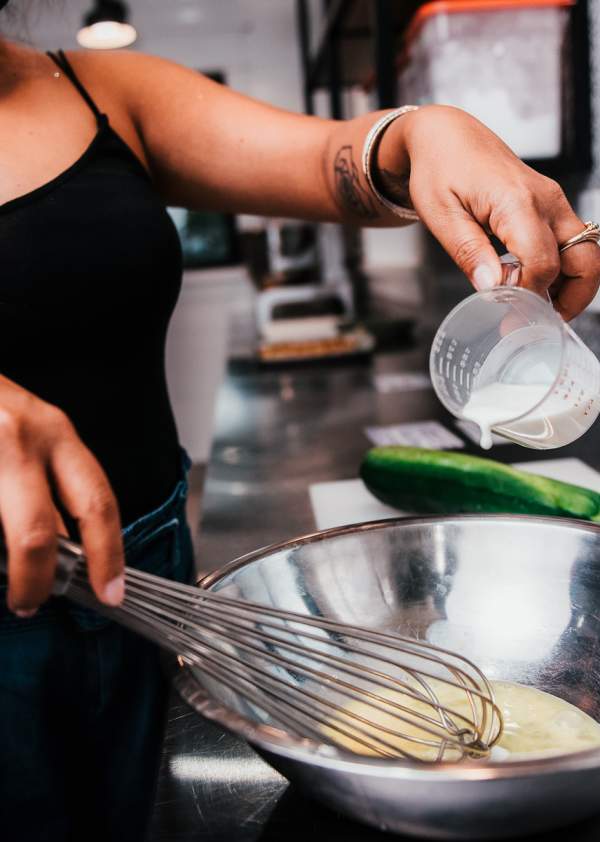 Aggie making frittatas
