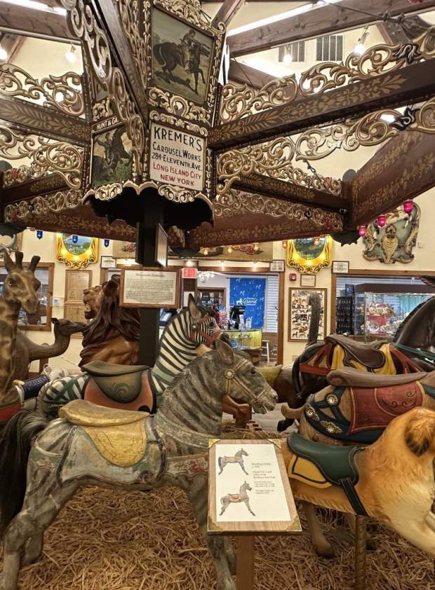 The menagerie carousel featuring more than a dozen unique figurines, is the centerpiece of the museum.