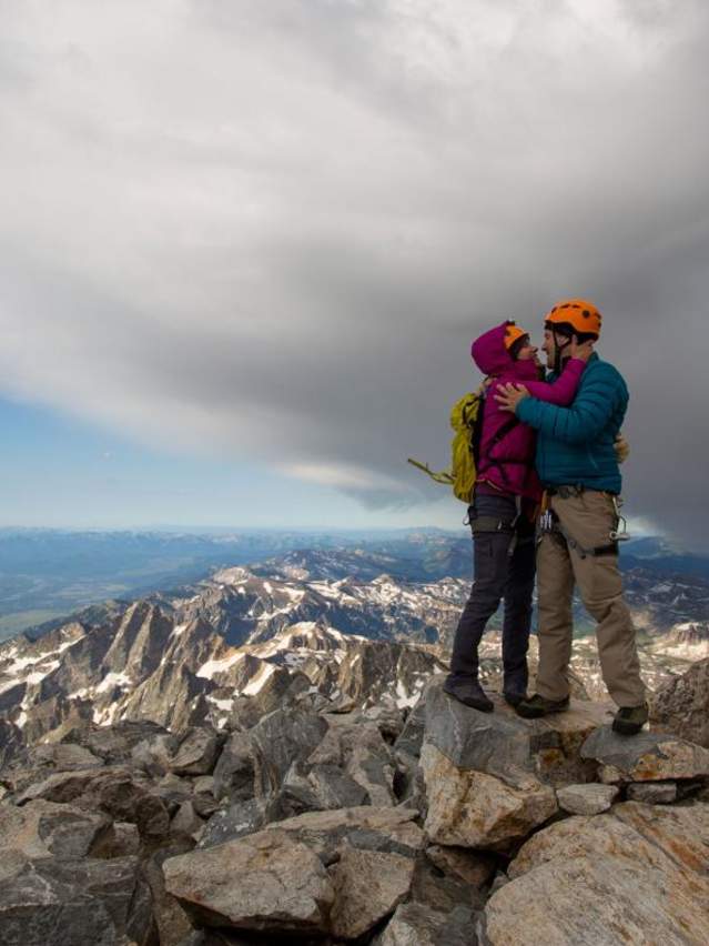 Couple on a mountaintop