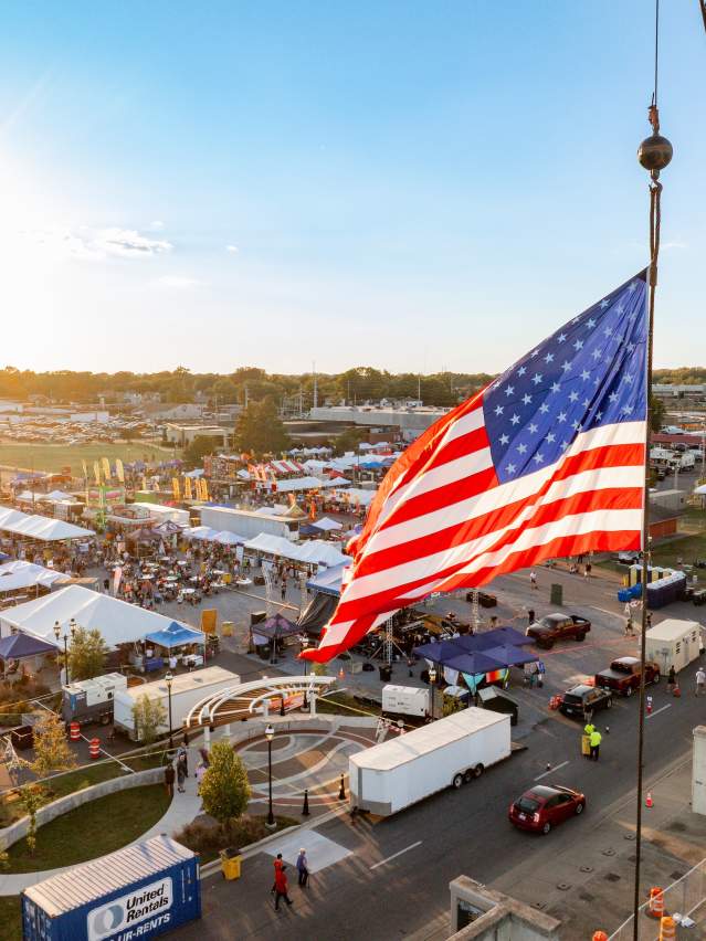 American Flag over BBQ