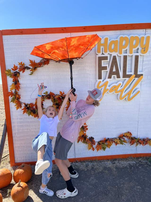 windy day with broken umbrella