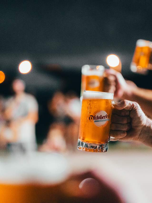Stein holding contest at Oktoberfest
