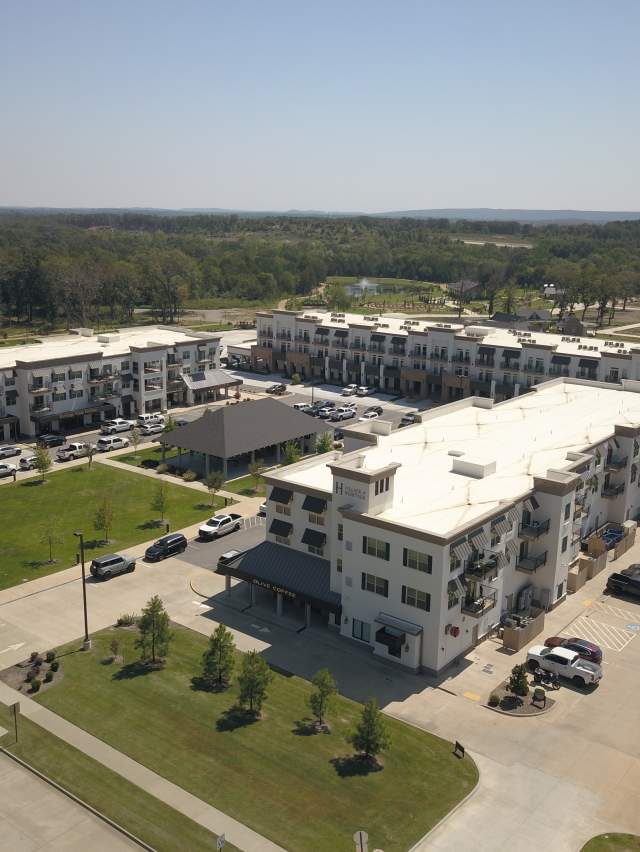 Beautiful scenery surrounds the new Village at Heritage shopping center in Fort Smith's Chaffee Crossing.