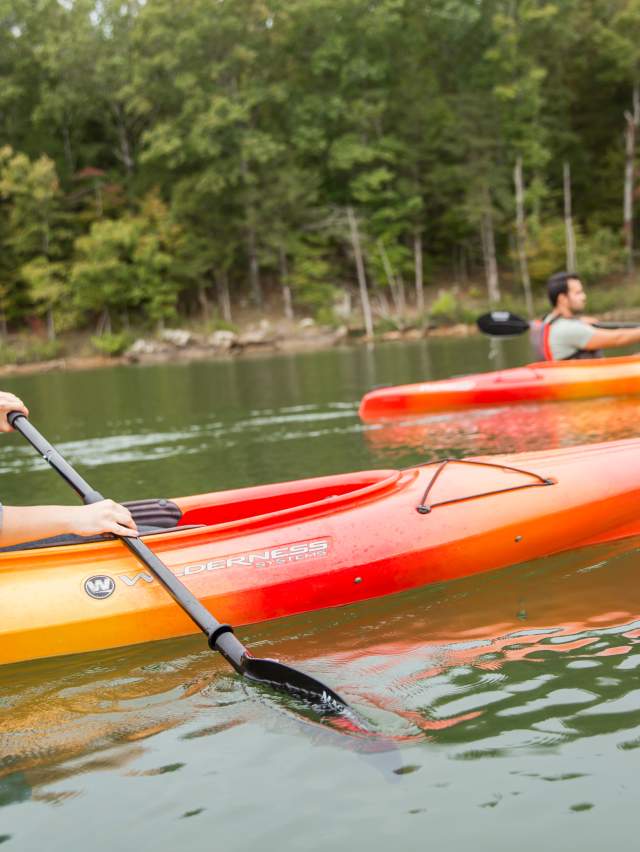 A couple kayaks at Lake Fort Smith State Park.