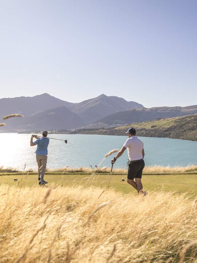 Friends golfing at Jacks Point Course in Summer