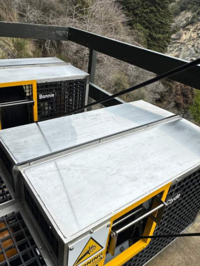 Bonnie & Clyde, the new electric winch motors at Shotover Canyon Swing