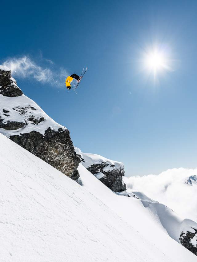 Blake Marshall Backflipping at The Remarkables on a bluebird winters day