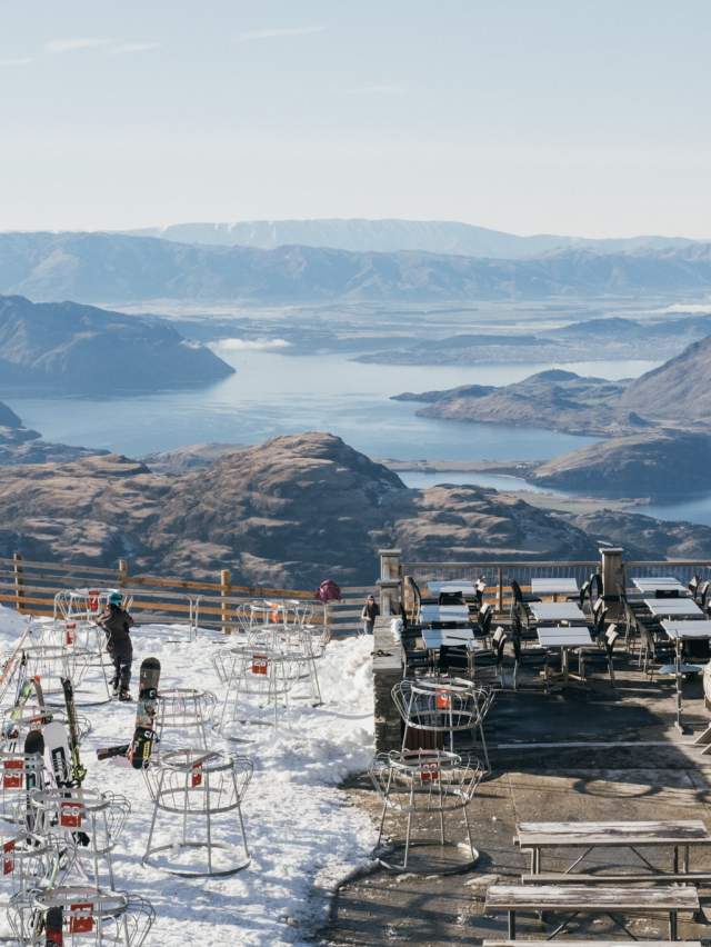 Opening day of the winter season at Treble Cone on a bluebird day