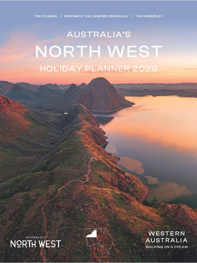 Australia's North West 2026 Holiday Planner Cover image showing the title, Australia's North West logo and Tourism Western Australia logo