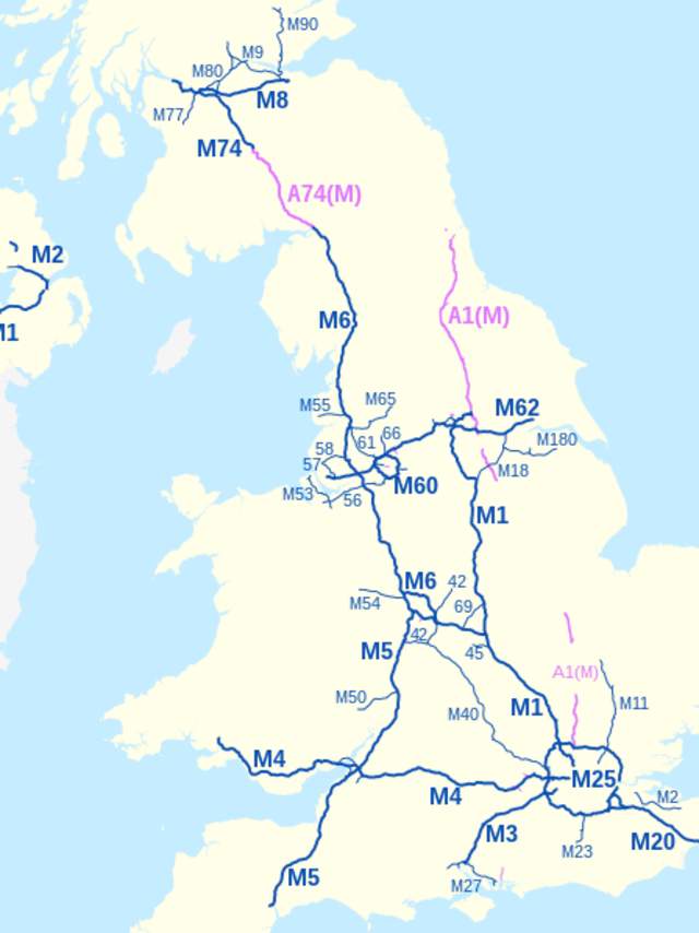 UK motorway network map