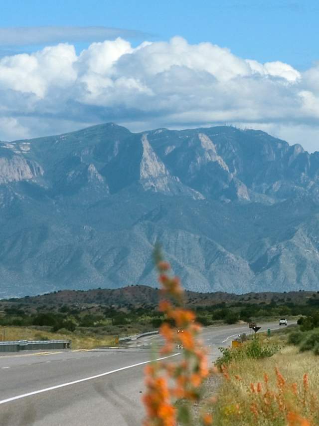 Get a guided tour of New Mexico. Sandia Peak off in the distance.